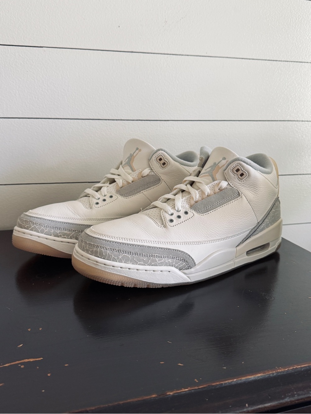 Jordan 3 White and Grey Retro Basketball Sneakers Retro Craft (Brand New)